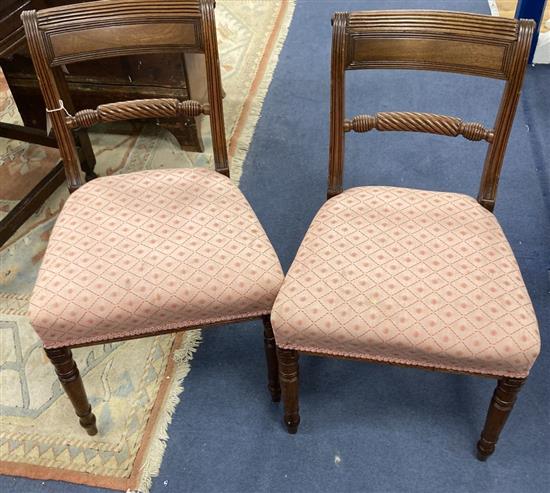 A set of six Regency mahogany dining chairs on turned legs